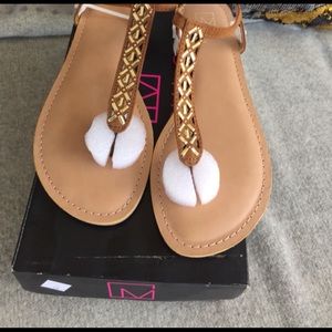 Material Girl, T Strap Flat Sandals